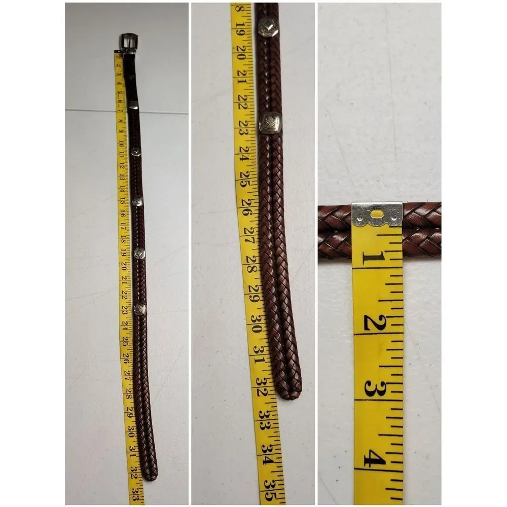 Brighton Brown Braided Leather Belt with Silver Toned Buckle